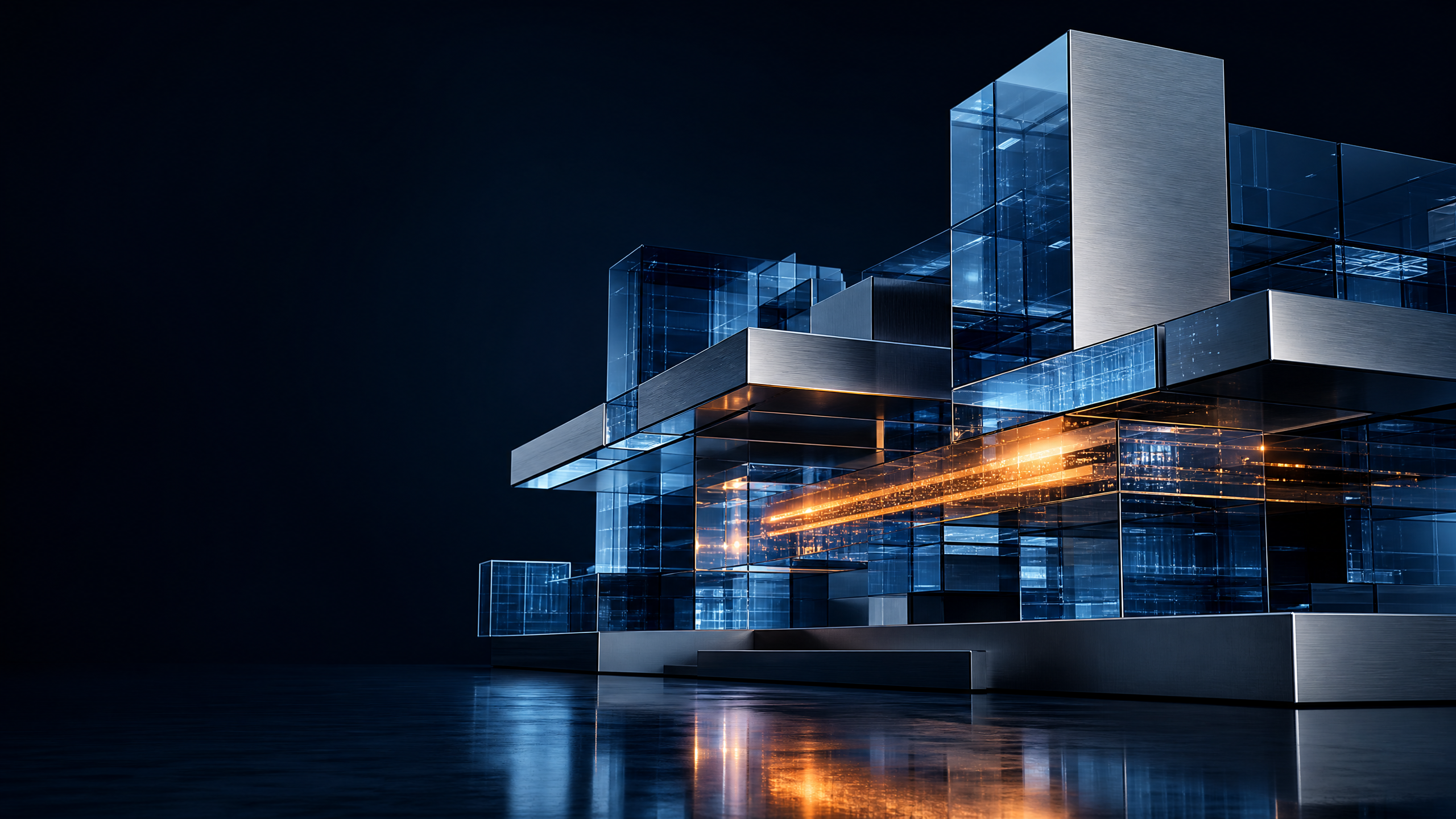 Abstract modular software structure in glass and metal